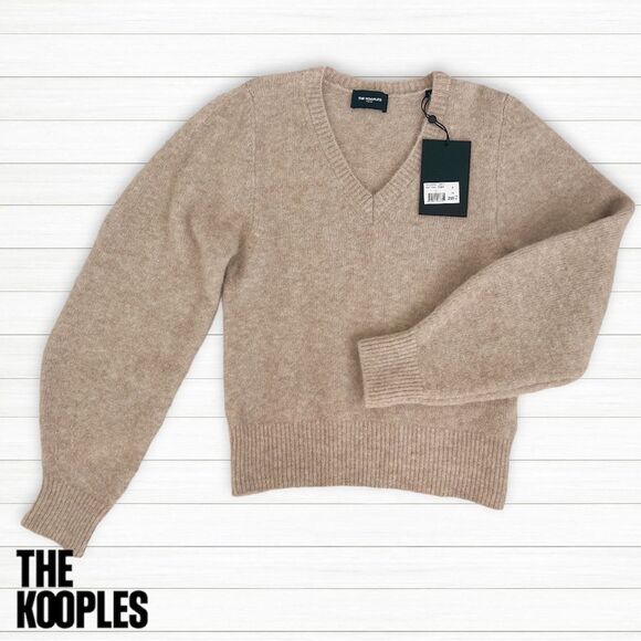 The Kooples **NWT** Knit V-neck Sweater With Baggy Sleeves in Beige - Picture 10 of 10